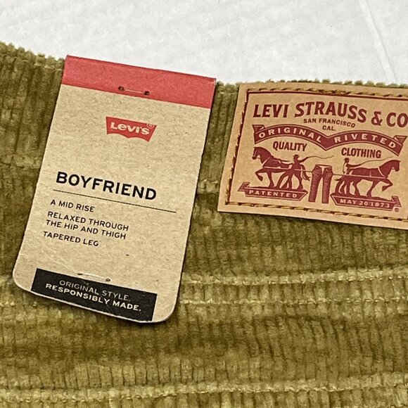 Levis Boyfriend Corduroy Pants Womens 29x30 Tan Mid Rise Relaxed Tapered Leg - Picture 12 of 12